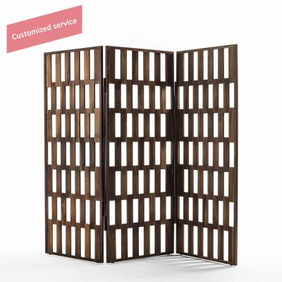 China Handmade Portable Folding Room Dividers Wooden Solid Wood Folding Screen Islamic Movable HILTON Walnut Large Vintage Separator Room Dividers for sale