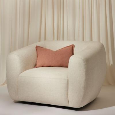 China Wholesale One Seater Sofa Down Filled Lounge Chair Chic Down Filled Modern Style Armchair For Living Room Ivory Color for sale