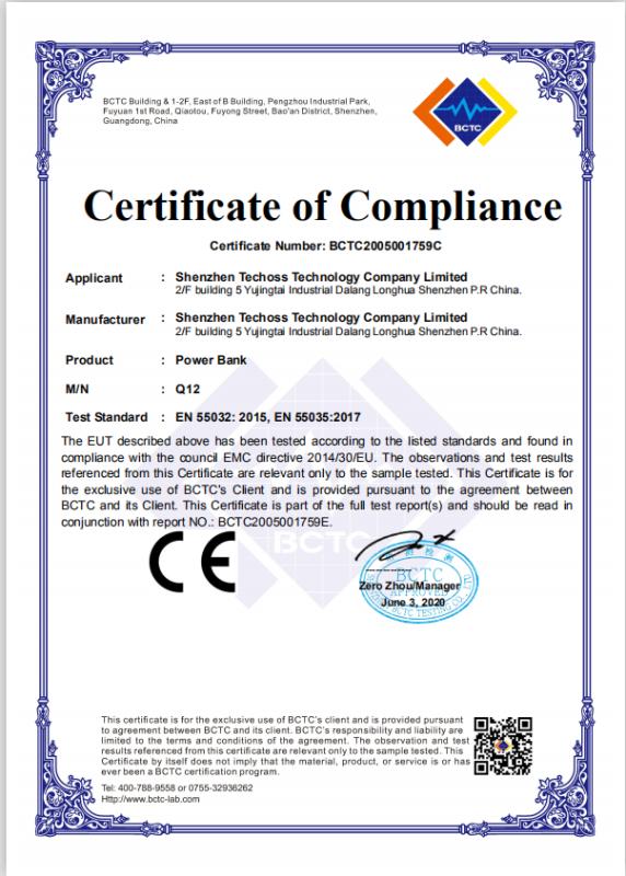 CE - Shenzhen Techoss Technology Company Limited