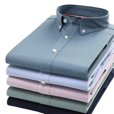 China Anti-pilling Mens Oxford Solid Color Casual Long Sleeve Formal Shirts For Men for sale