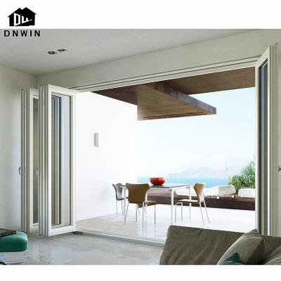 China Waterproof Custom American Style Aluminum Patio Villa Folding Glass Doors for sale