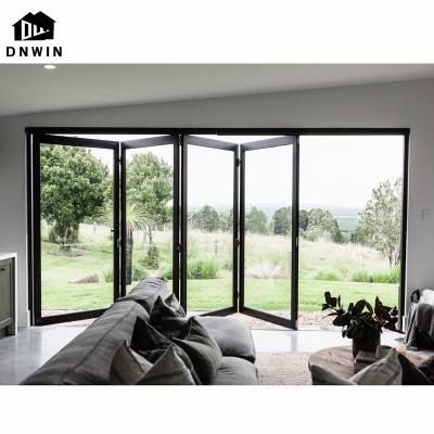 China Waterproof Minimalist High Quality Outdoor Patio Aluminum Metal Sliding Bi Folding Glass Door For Home for sale