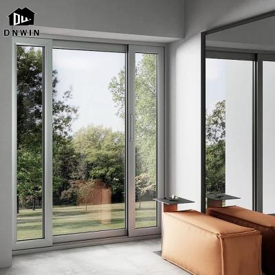 China Sound Insulation Patio Door Kitchen Acoustic Aluminum Double Glass Thin Frame Large Sliding Doors for sale