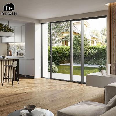 China Minimalist Exterior Sound Insulation Balcony Soundproof Thin Frame Aluminum Sliding Double Glass Doors for sale