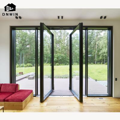 China Waterproof Modern Aluminum Home Front Entry Patio Tempered Glass Pivot Door for sale