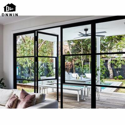 China Living Room Waterproof Modern Narrow Frame Style Aluminum Curtains Interior Double Glass Door for sale