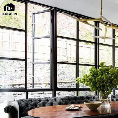 China Swing Low-E Style French Aluminum Slim Frame Casement Glass Window For Villa Or Apartment for sale