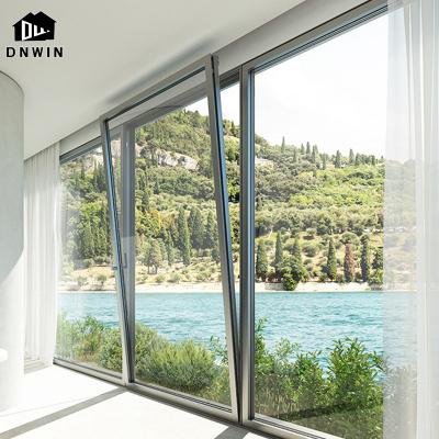 China European style villa modern aluminum frame tempered glass tilt and turn slim swing window for sale