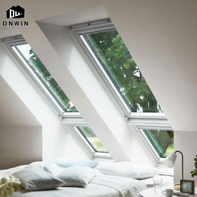 China Swing Minimalism Style Attic Hurricane Proof Tempered Glass Aluminum Skylight Top Hung Windows for sale