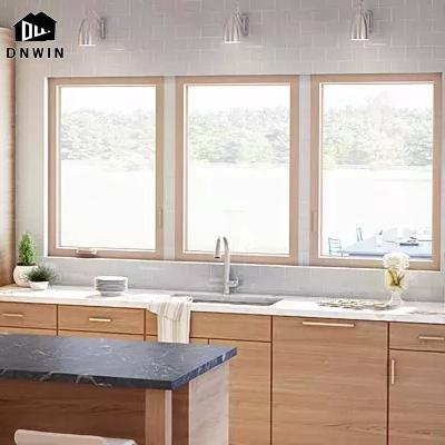 China American Open Swing Crank Handle Aluminum Thermal Cut Tempered Glass Swing Open Window for Living Room and Kitchen for sale