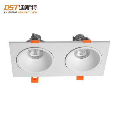 China Modern Double Heads Adjust Spot Light Aluminum MR16 GU10 LED Living Room Recessed Ceiling Spotlights for sale