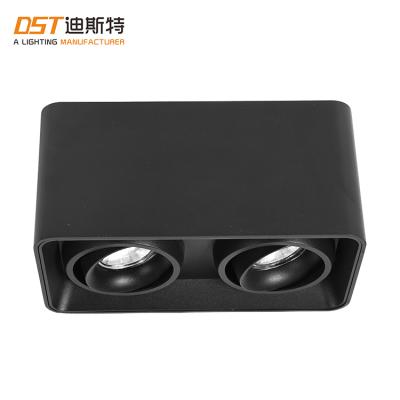 China Other Surface Mounted Two Heads Rotatable Aluminum Commercial Ceiling MR16 GU10 Spotlight Housing for sale