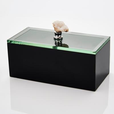 China Latest Design Hand Made Mirror Glass Jewelry Box Storage Case With Mirror Necklace Box Premium Glass Jewelry for sale