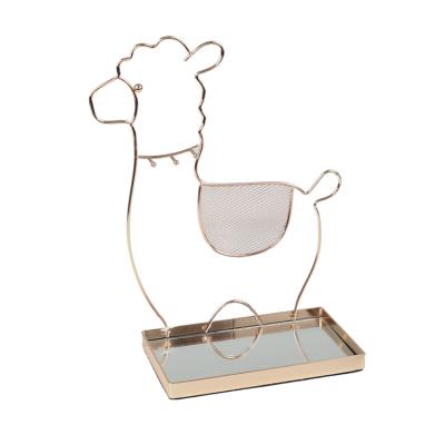 China Wholesale Cute Luxury Eco-friendly Jewelry Holder Shape Alpaca Gold Jewelry Hanging Organizer with Tray for sale