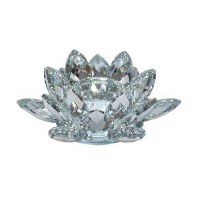 China ECO-frendly high quality luxury flower candle holder crystal lotus candle holders sticks pots for wedding for sale