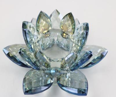 China Crystal Lotus Flower Candle Holder Set Of Home Decorative Glass Candle Container Candle Holders for sale