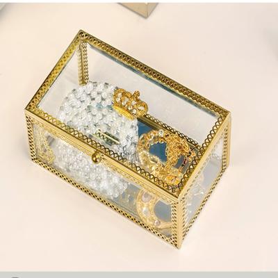 China Wholesale Handcrafted Metal Glass Mirror Trinket Jewelry Box, Jewelry Metal Box for sale