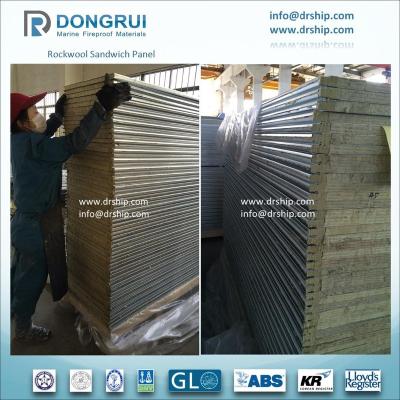 China Rockwool 150kg/m3 Marine Type A Rockwool Sandwich Panel for sale