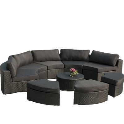 China Modern Outdoor Semicircular Aluminum Circular Patio Wicker Garden Sofa Set Furniture Garden Rattan Sofa Corner Clearance Sale Hotel for sale