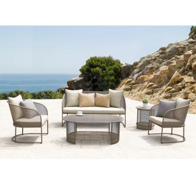 China Modern Design Modern Garden Sofa Sets Steel Mesh And Frame Powder Coated With Soft Cushion for sale