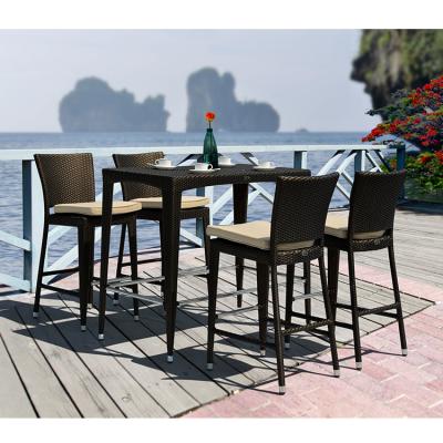 China Modern outdoor garden furniture restaurant PE rattan bar chair and table for sale