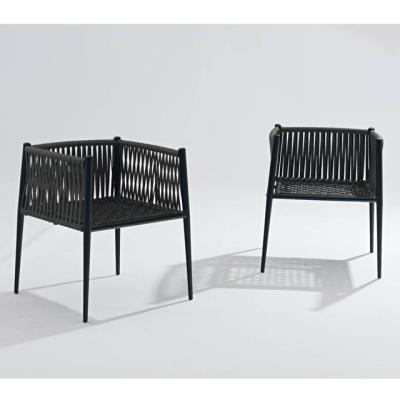 China Modern Aluminum Frame Modern Rope Outdoor Dining Chair for sale