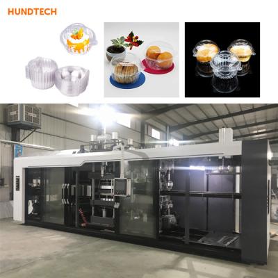 China Estación dulce 25Cycles/min de Thermoforming de la máquina de la fabricación de cajas de la comida del cuadrado del ANIMAL DOMÉSTICO en venta