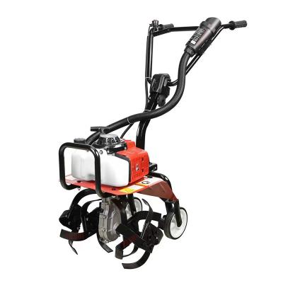 China Building Material Shops Factory 2 Stroke 63cc Mini Rotary Tiller Garden Cultivator With 2 Blades for sale