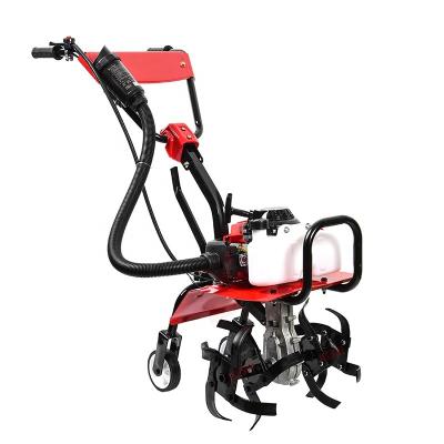 China Building Material Shops CE Euro V 2 Stroke 63CC Perol 2 Wheel Mini Garden Rotary Tiller for sale