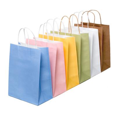 China Recyclable Custom Kraft Paper Handbag Stand Up Packaging Gift Bag Package Clothing With Logo for sale