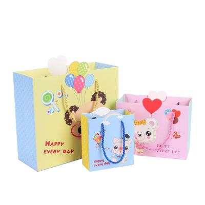 China Recycled Materials Birthday Party Gift Bags Cute Creative Cartoon Paper Bags Baby Shower Favor Bag for sale