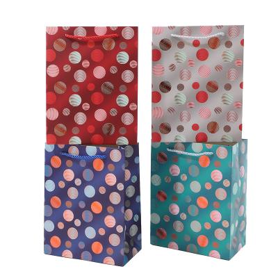 China Dots Gift Bag Cosmetic Clothing Biodegradable Packaging Tote Bag Gift Candy Paper Bag Custom for sale