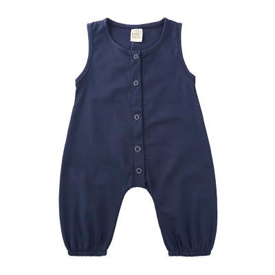 China Homewear Newborn Baby Clothes Rompers Summer Solid Color Cotton Infant Onesie Jumpsuit Sleeveless Baby Boy Romper for sale