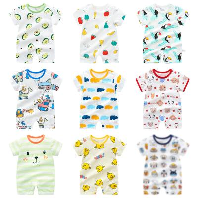 China Homewear Summer Custom Print Organic Cotton Baby Clothes Short Sleeve Romper Cute Baby Jumpsuit for sale