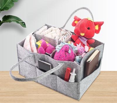 China Custom Felt Trolley Anti-theft Diaper Foldable Home Kids Toy Baby Diaper Storage Boxes with Hand Held for sale