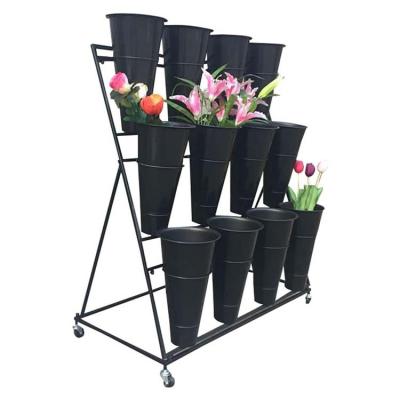 China CLASSIC Plant Metal Plant Shelf 3 Tier Wy Artificial Flowers Display Stand With Buckets for sale