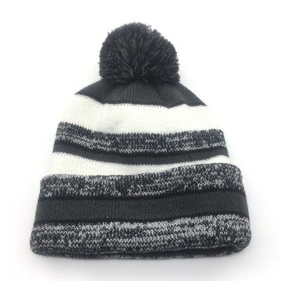 China 2022 Factory COMMON Wholesale Custom Cheap Winter Hat Knitted Winter Hat Polka Dot Warm Knitted Hat With Leather Logo for sale