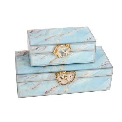 China Perfect Light Luxury Glass Jewelry Box China Quality Agate Buckle Decoration Box Natural Jewelry Box for sale