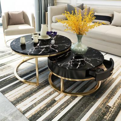 China Different Size Modern Round Marble Coffee Table Combination for sale