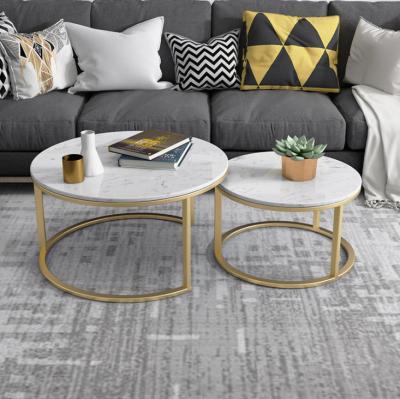 China Modern Nordic Modern Furniture Round Center Nesting Hotel Luxury Gold Metal Coffee Table Marble Tea Coffee Tables for sale