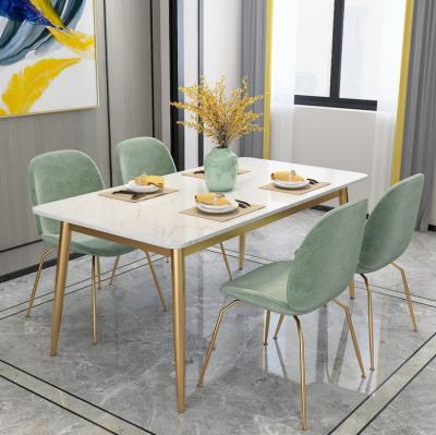 China Modern Italian minimalist imported rock dish dining table small apartment Nordic marble 6 person table for sale