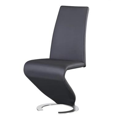 China Modern PU Dark Gray Leather Banquet Dining Chair Z Shape Mermaid Chair for sale