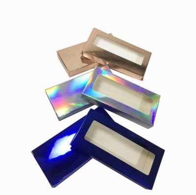 China Recycled Materials Wholesale Custom Holographic Logo Lashes Boxes Private Label Eyelash Packaging Box for sale