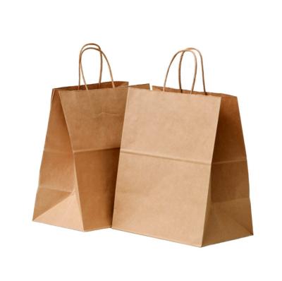 China Recycled Materials Wholesale Custom Logo Brown Kraft Paper Bag for sale