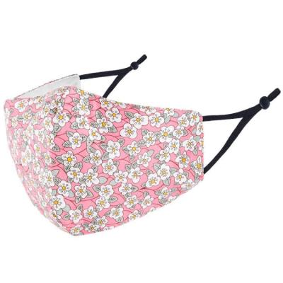 China designer Floral Fabric Breathable Face Masks Fashion Anti-dust Flower Face Mask For Women With Nose Clip And Filter Pocket for sale