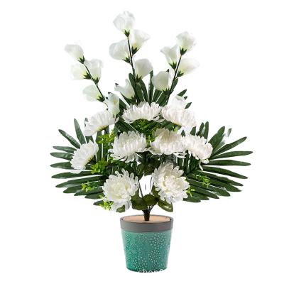 China Funeral Natural Artificial Funeral Silk Funeral Silk Mum Tribute Flower Wreath Accessories Tribute Sympathy Touch Flower for sale