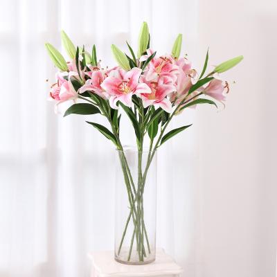 China Wedding Flowers High Quality Artificial Flower Lily Low Price Wedding Flower Real Touch For Wedding Decoration for sale