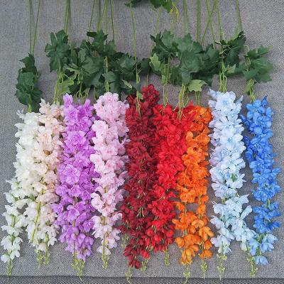 China Home Decotation Wholesale New Product Single Silk Flower Branches Purple Delphinium For Wedding Home Decoration for sale