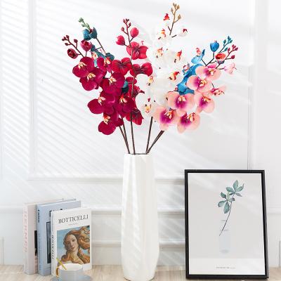 China Home Decor Artificial Orchid Flowers Stem Real Touch Decor 98cm 7 Heads Artificial White Orchid for sale