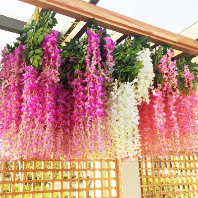 China 75cm Environmental Hanging Vine Flores Wisteria Artificial Plant Wedding Centerpieces Decoration Wisteria Silk Flowers for sale